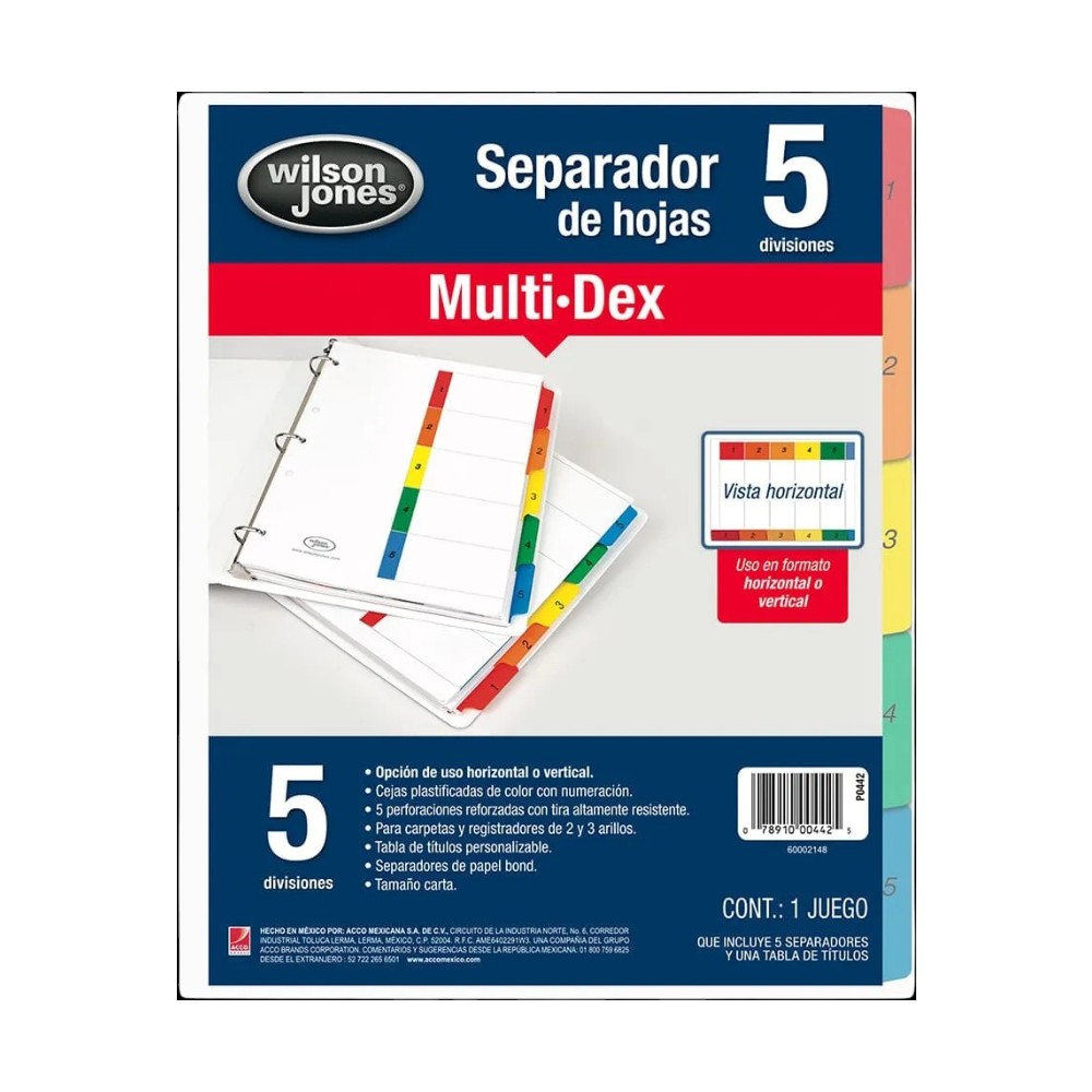 [078910004425] SEPARADOR ACCO MULTIDEX COMPLETE 5 DIV.