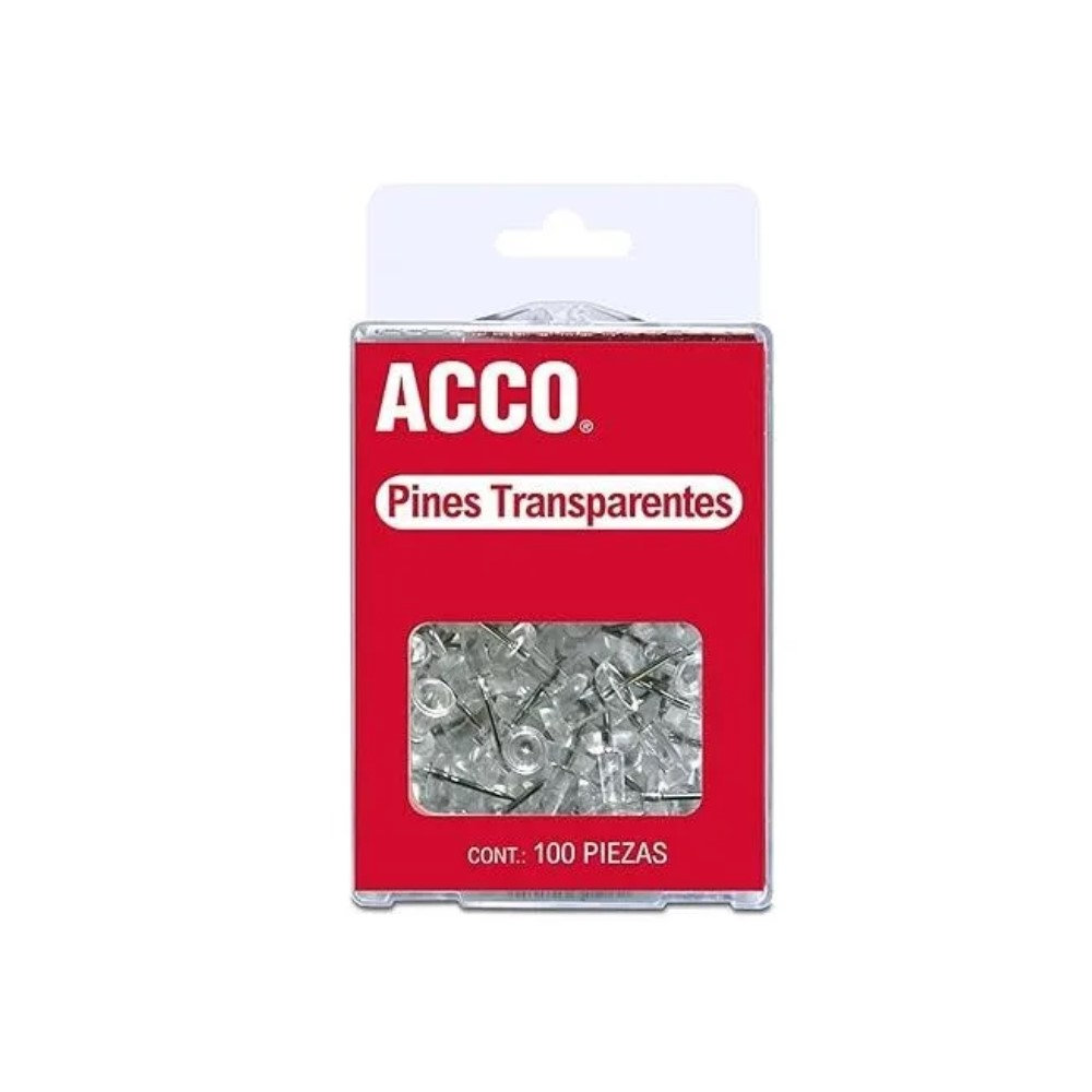 PINES ACCO TRANSPARENTES C/100PZAS