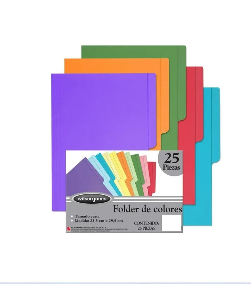 FOLDER DE COLORES WILSON JONES  T/CARTA C/25PZ