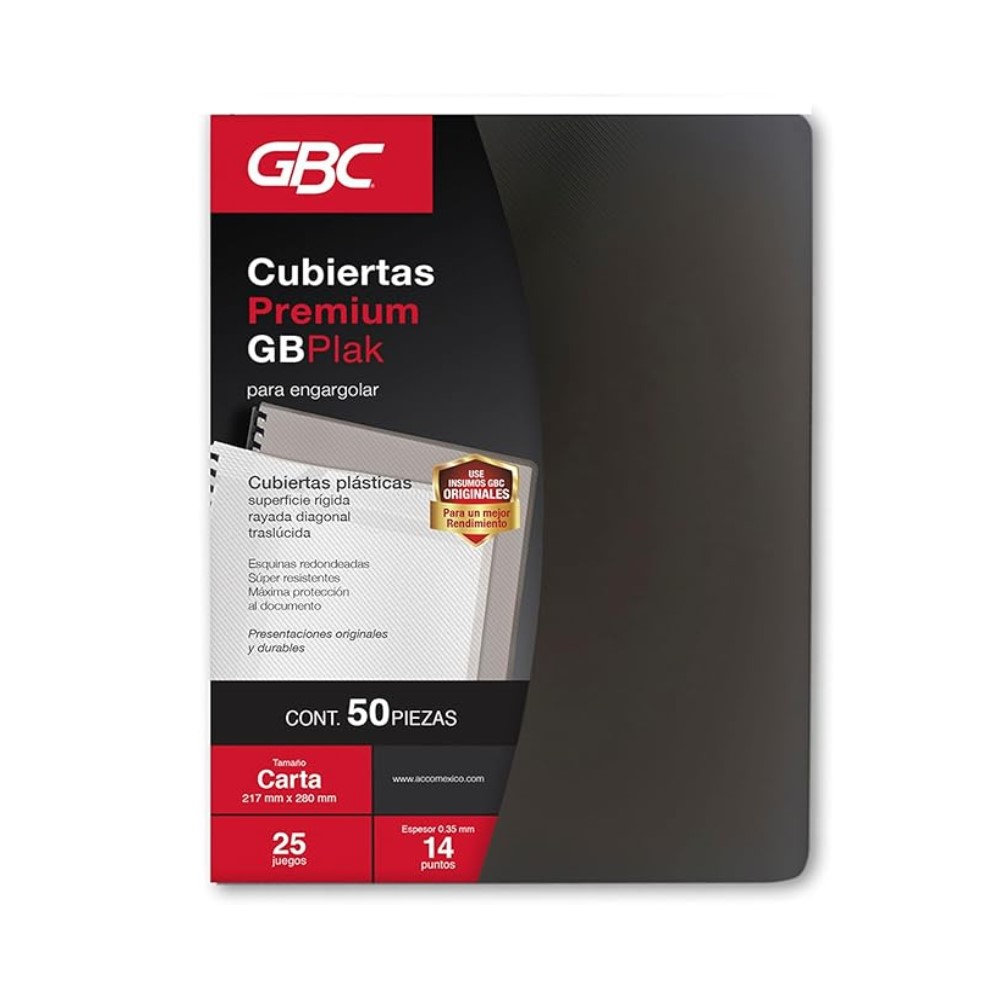 [ACCP3544] PASTA P/ENCUADERNAR PREMIUM RAYADO HUMO  T/C C/50PZAS GBC