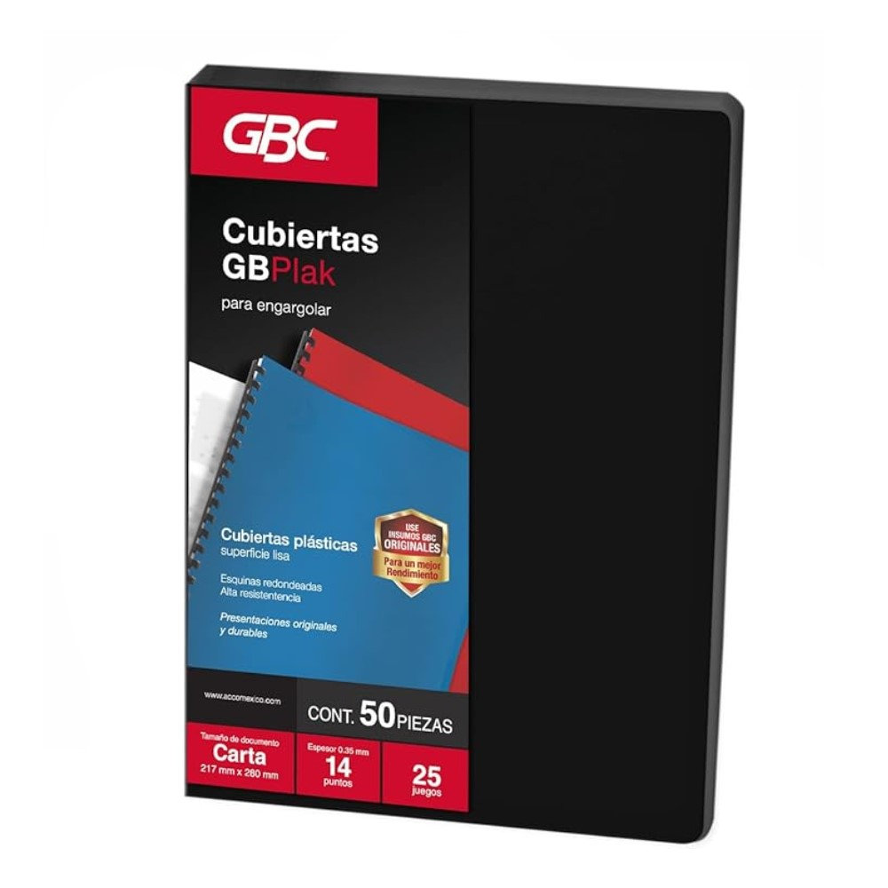 [ACCP3549] PASTA P/ENCUADERNAR GBPLAK LISO T/O NEGRO C/50PZAS GBC