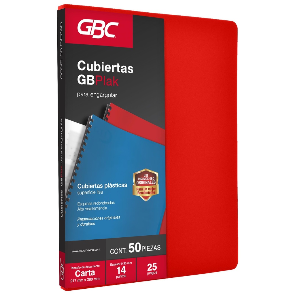 [ACCP3553] PASTA P/ENCUADERNAR GBPLAK LISO RAYADO ROJO T/C C/50PZAS G