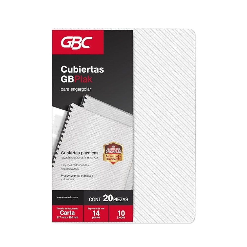 PASTA P/ENCUADERNAR GBPLAK RAYADOCRISTAL T/O C/50PZAS GBC
