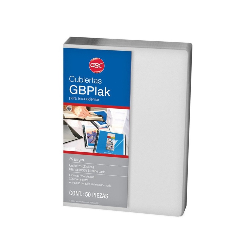 [ACCP3558] PASTA P/ENCUADERNAR GBPLAK LISO TRANSP T/C C/50PZAS GBC V.C