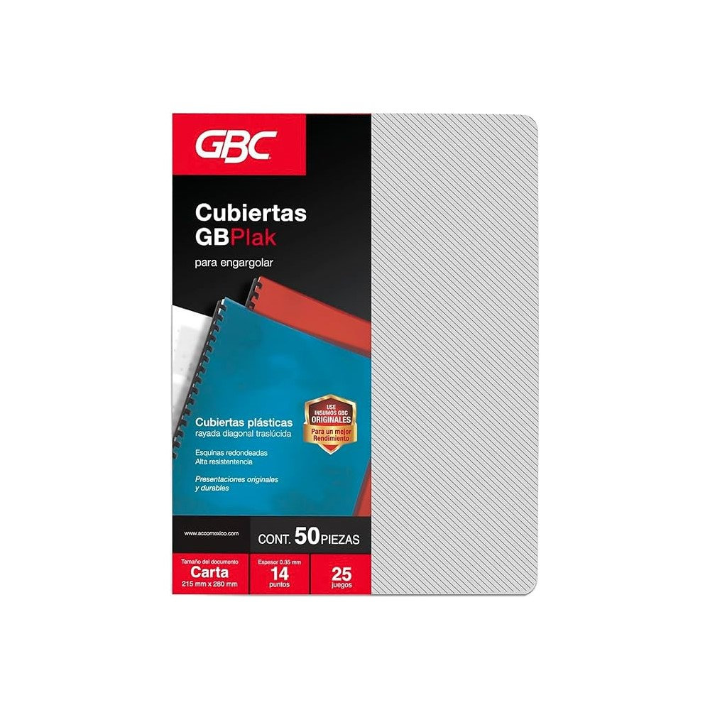 PASTA P/ENCUADERNAR GBPLAK RAYADO HUMO T/C C/50PZAS GBC