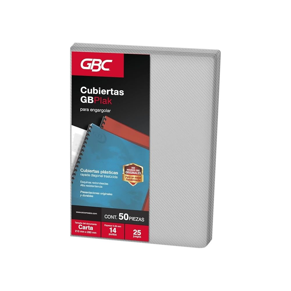 [ACCP3561] PASTA P/ENCUADERNAR GBPLAK RAYADO TRANSP T/C C/50PZAS GBC