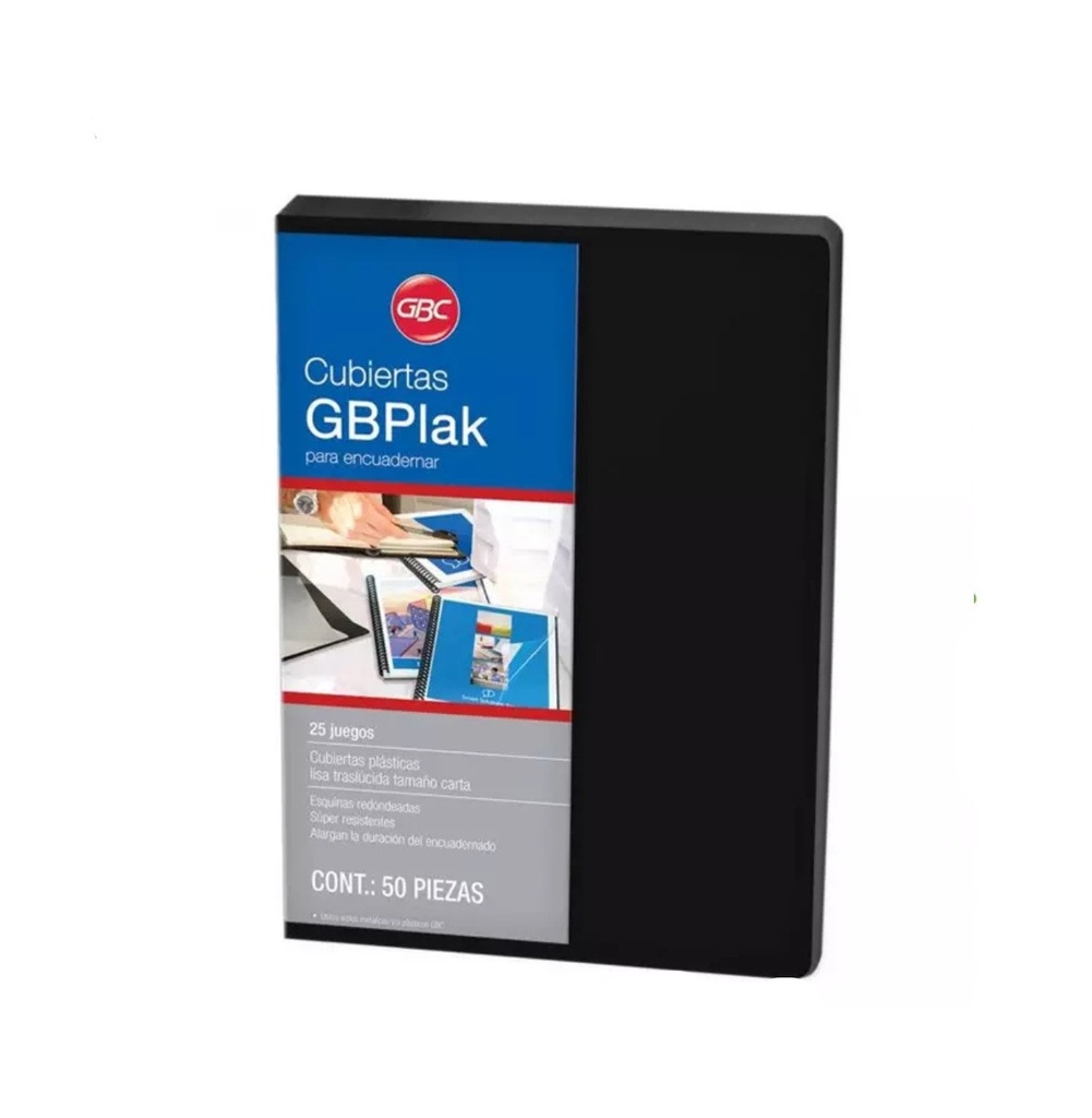 [ACCP3562] PASTA P/ENCUADERNAR GBPLAK LISO NEGRO T/C C/50PZAS GBC