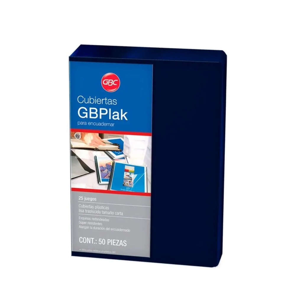 [ACCP3563] PASTA P/ENCUADERNAR GBPLAK LISO T/C AZUL MARINO C/50PZAS GBC