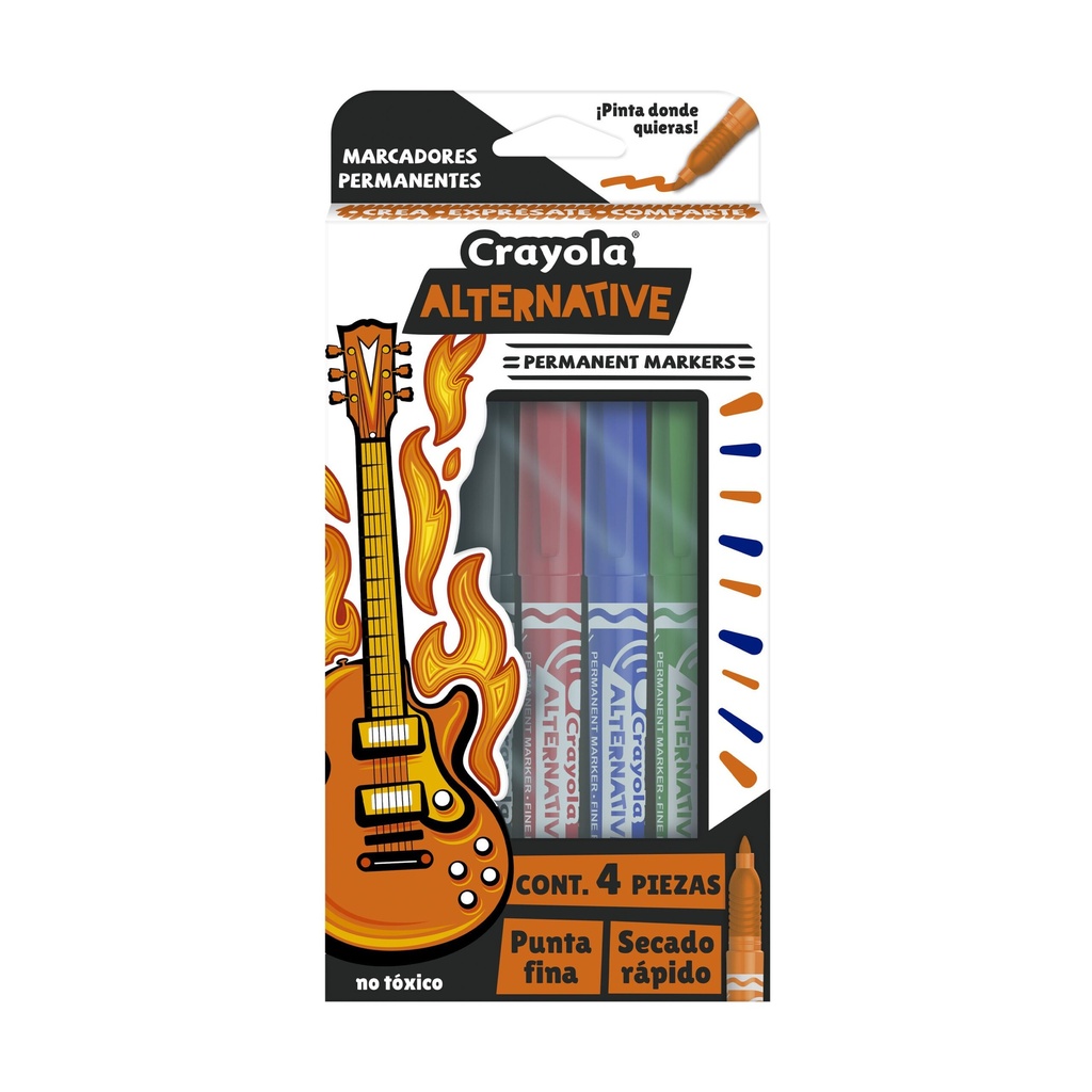 [CYO265043] PLUMONES CRAYOLA PERMANENTES ALTERNATIVE C/4 PZAS