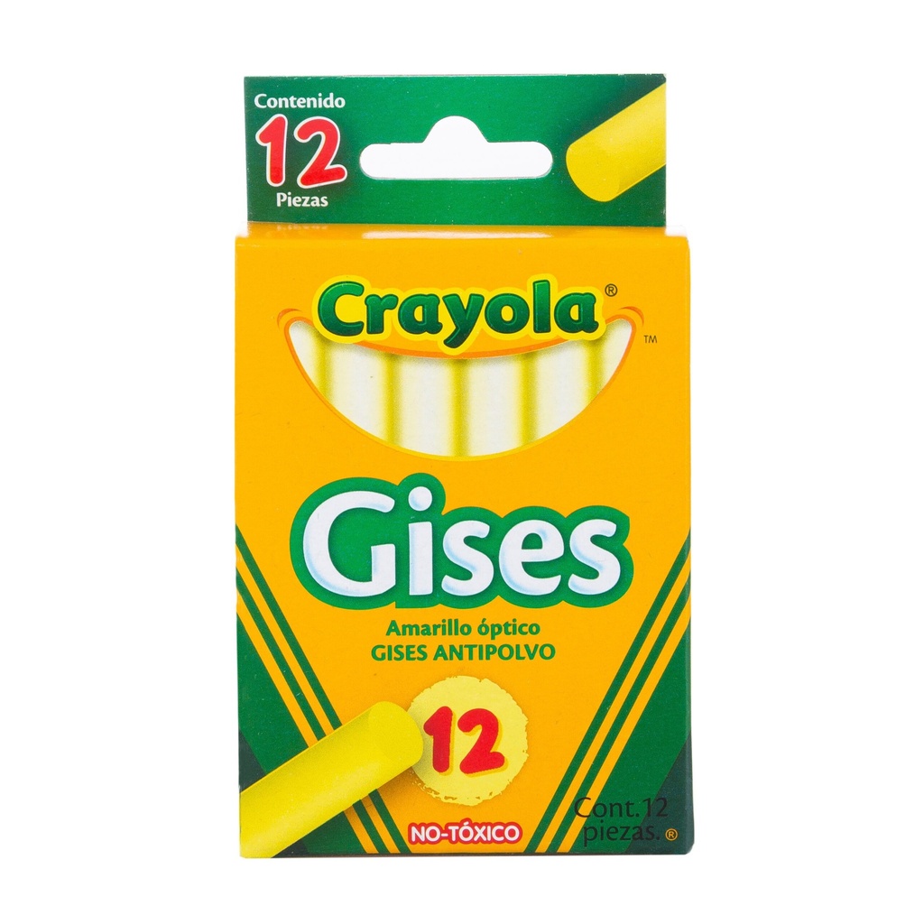 [CYO5014010003] GISES CRAYOLA AMARILLO ANTIPOLVO C/12PZAS