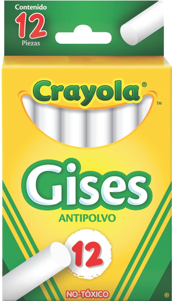 GISES CRAYOLA BLANCO ANTIPOLVO C/12PZAS
