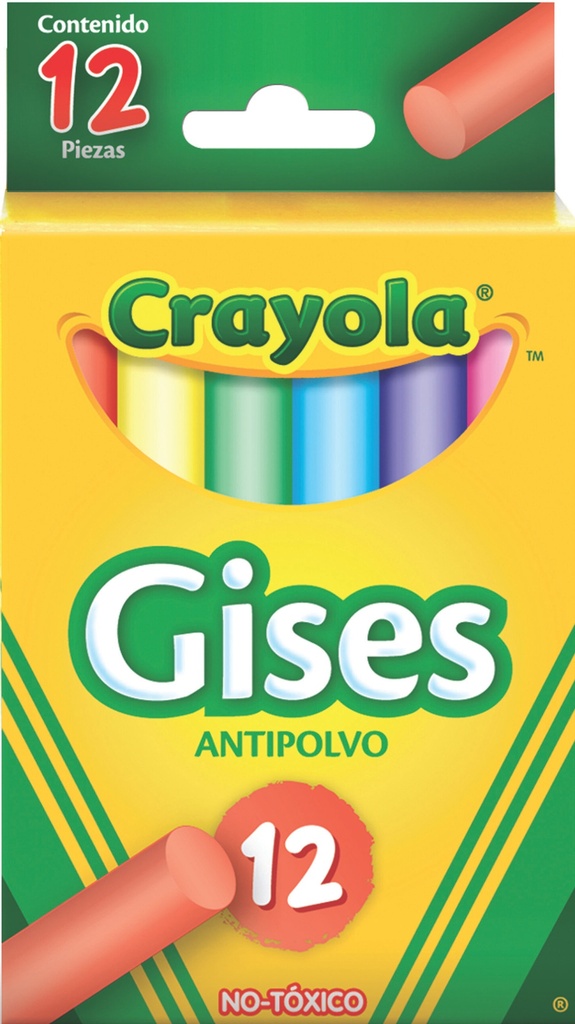 [CYO5014120004] GISES CRAYOLA COLORES ANTIPOLVO C/12PZAS