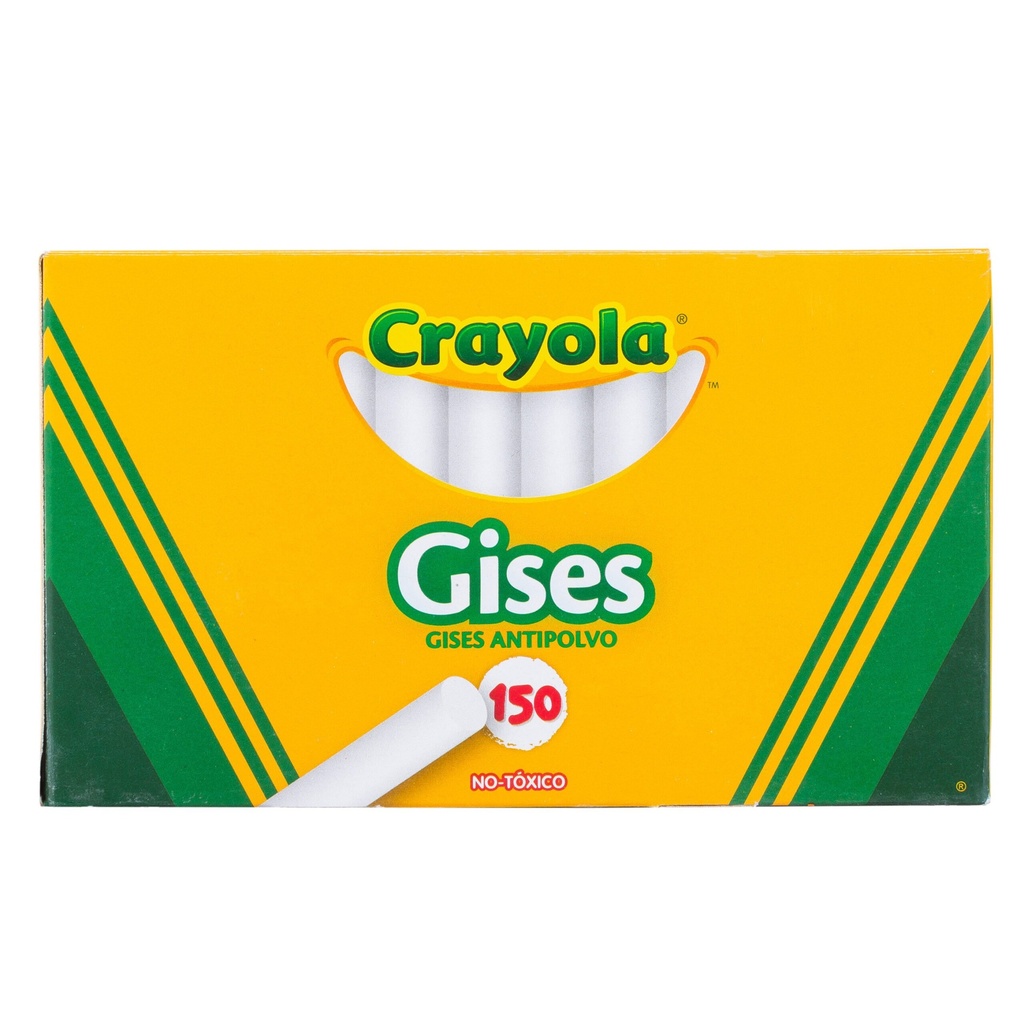 [CYO5114060003] GISES CRAYOLA BLANCO ANTIPOLVO C/150 PZAS