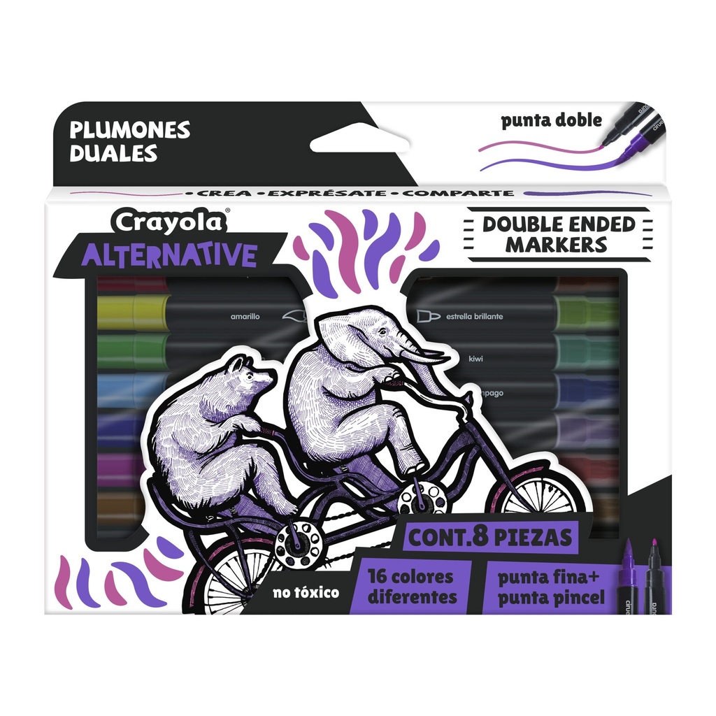 [CYO580908] MARCADORES CRAYOLA DUALES ALTERNATIVE C/8PZAS