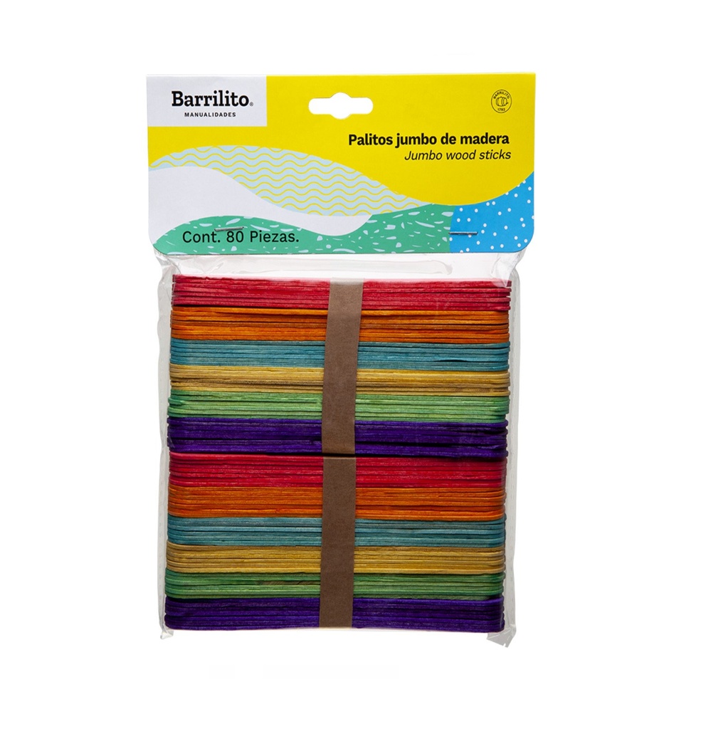 Palitos jumbo colores bolsa c/80