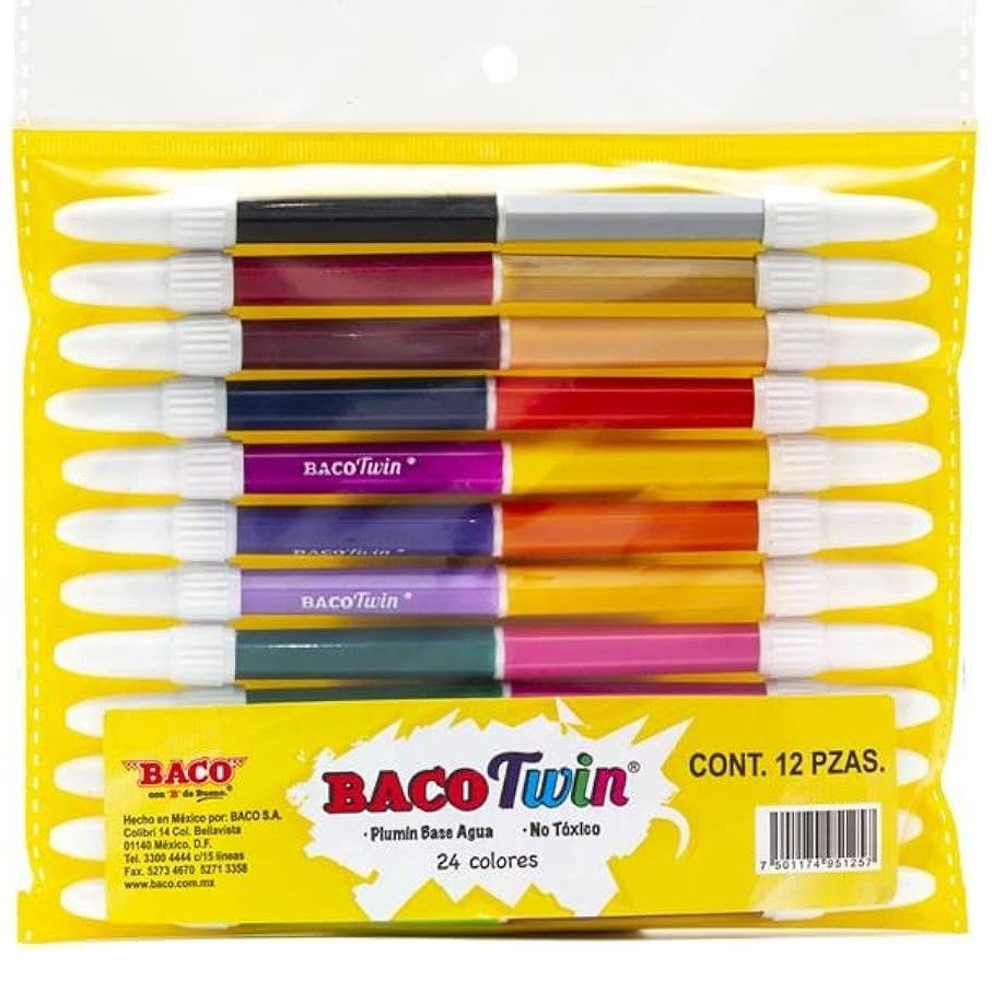 [7501174951257] MARCADOR BACOTWIN ESTUCHE C/12 PZA