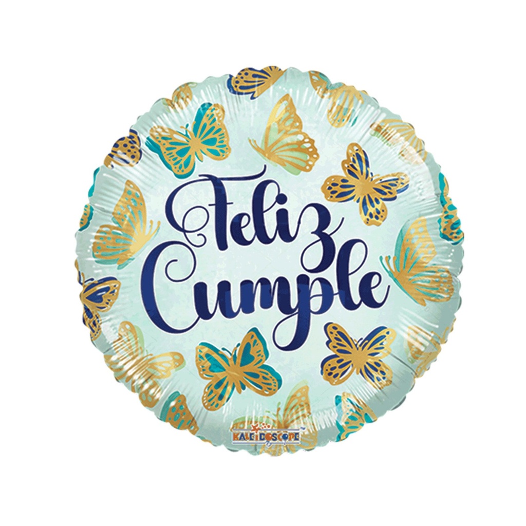GLOBO MET FELIZ CUMPLE MARIPOSAS STD