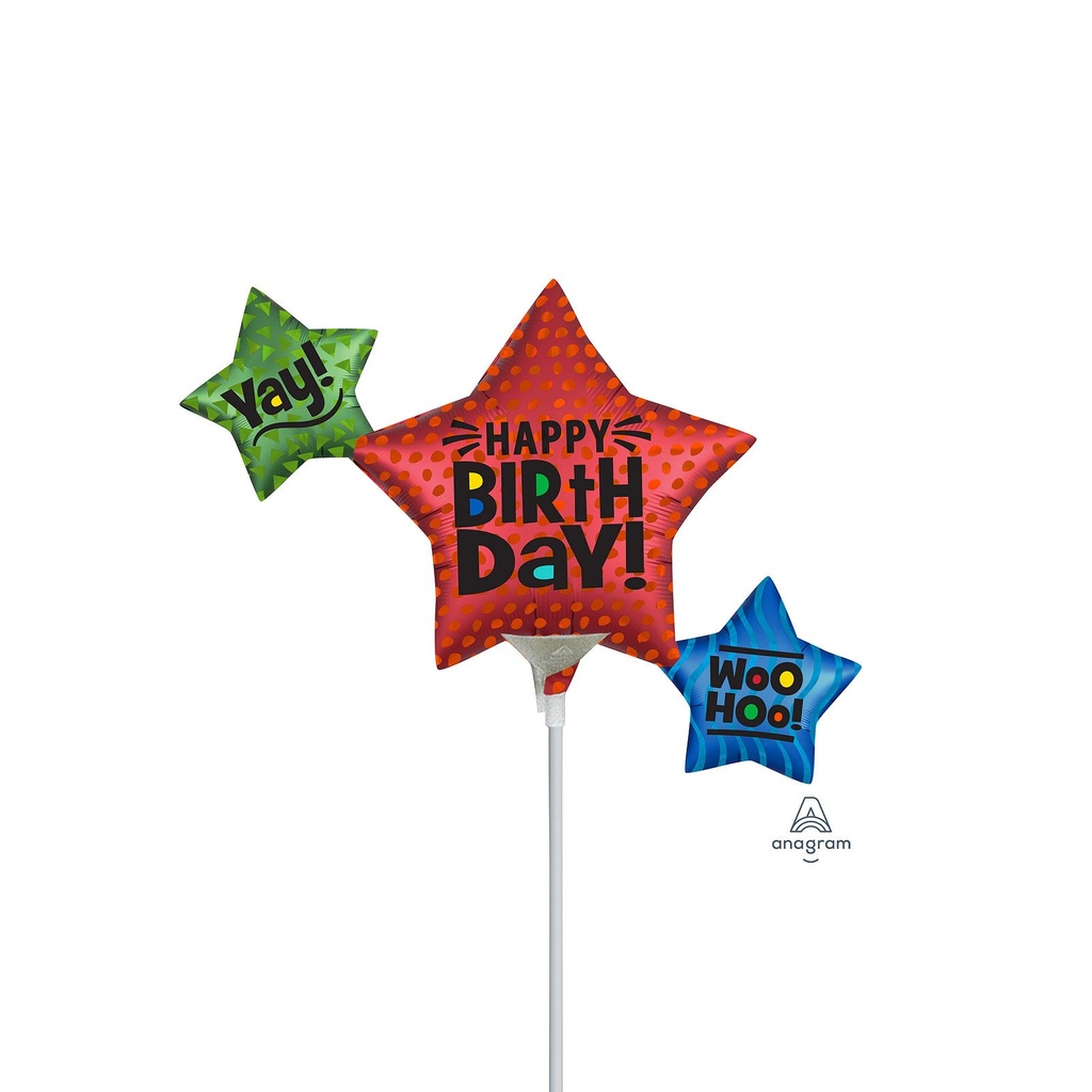 GLOBO MINSHP SATIN INFLUSED STAR TRIO BIR MINI