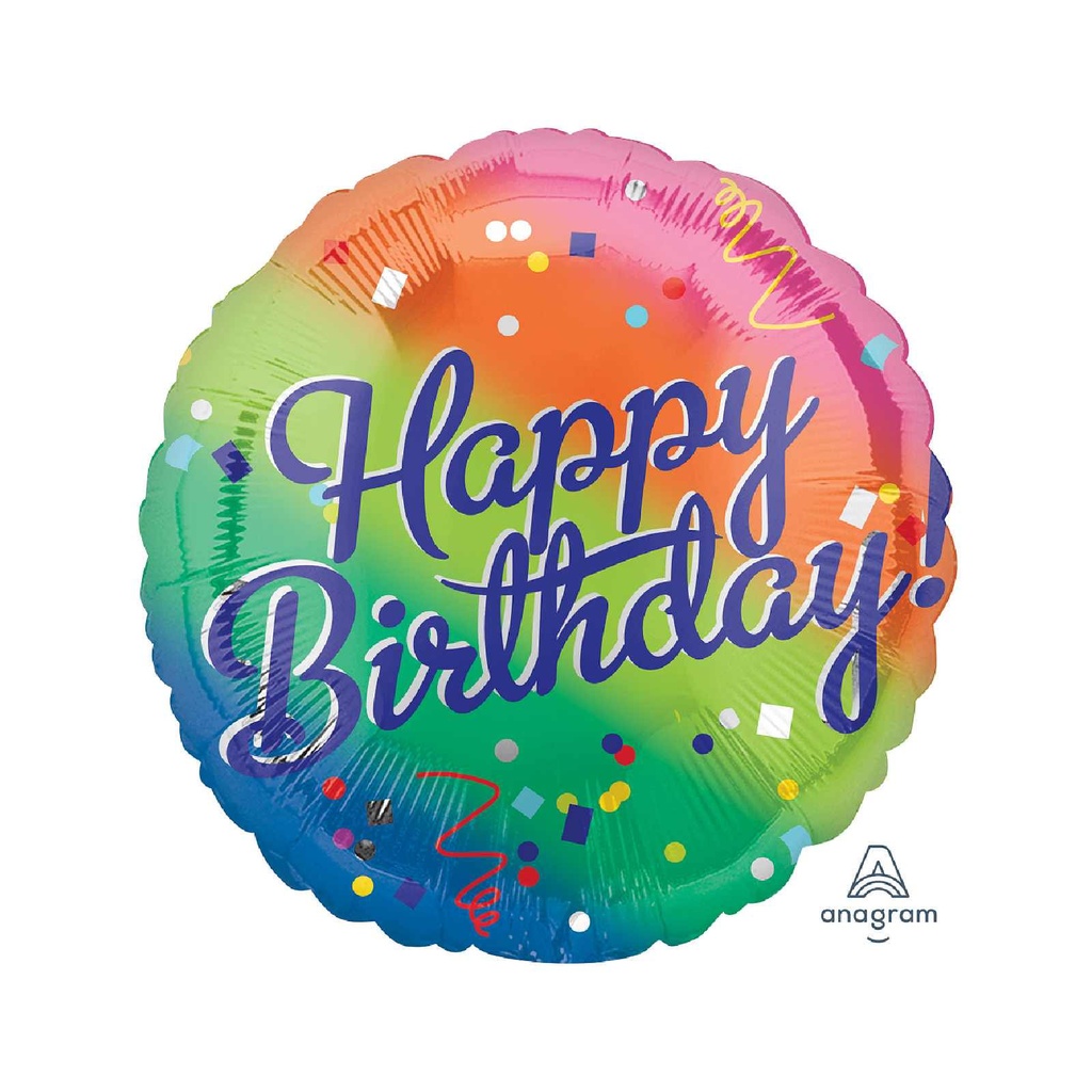 [CONV41285/02] 17C MET Happy Birthday Fancy Type Rainbow