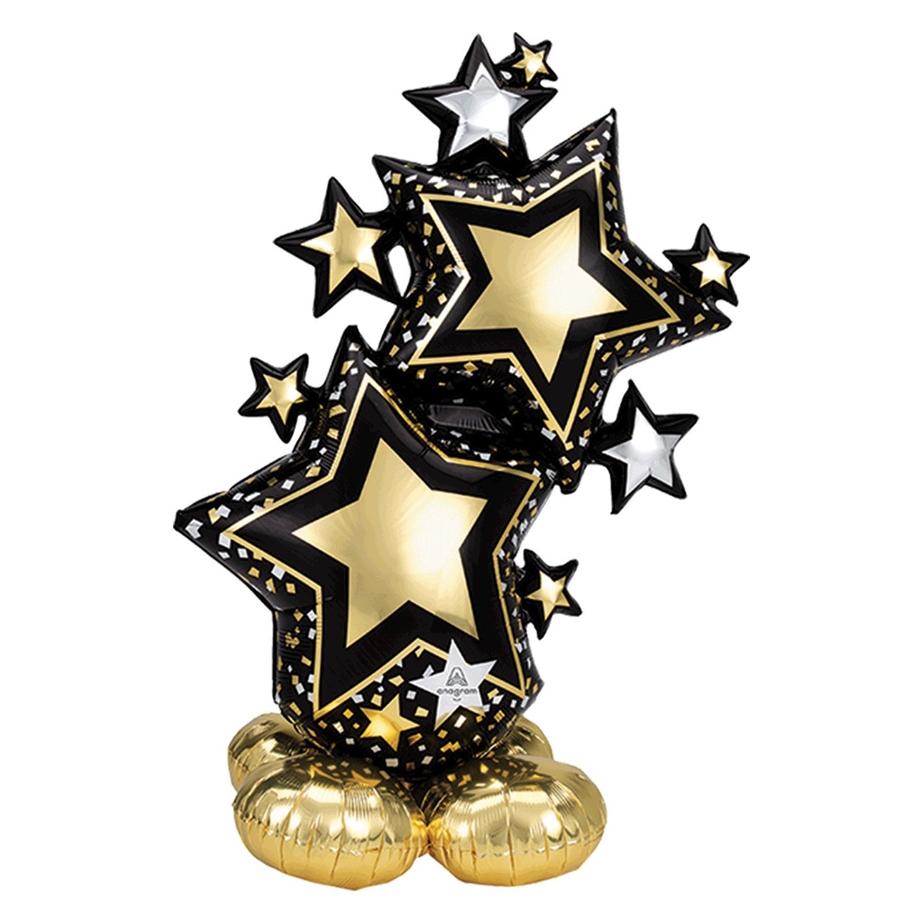 AIRLOONZ LRG STAR CLUSTER BLACK & GOLD