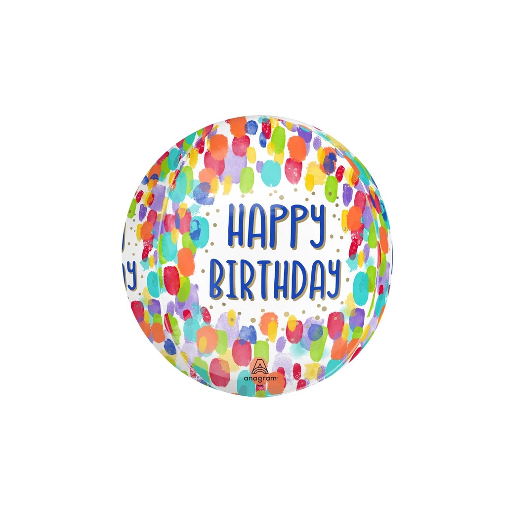 GLOBO MET PAINTERLY DOTS BIRTHDAY ORBZ
