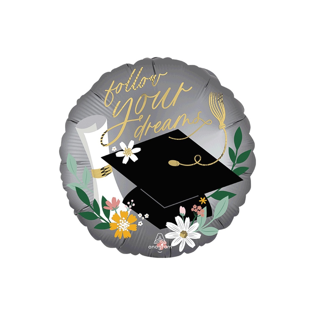[CONV45456/02] GRAD 17C MET SATIN FOLLOW YOUR DREAMS BLOOMS STD