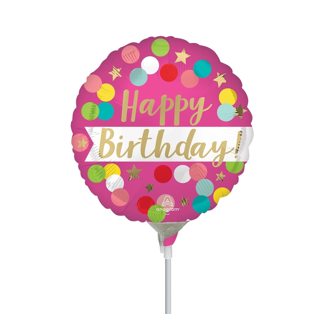 9C MET SATIN HAPPY BIRTHDAY PINK CONFETT STANDARD