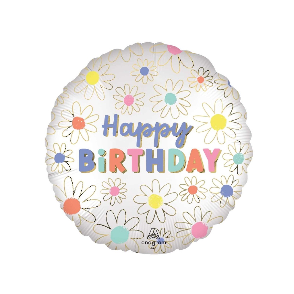17C MET SATIN DAISIES HAPPY BIRTHD