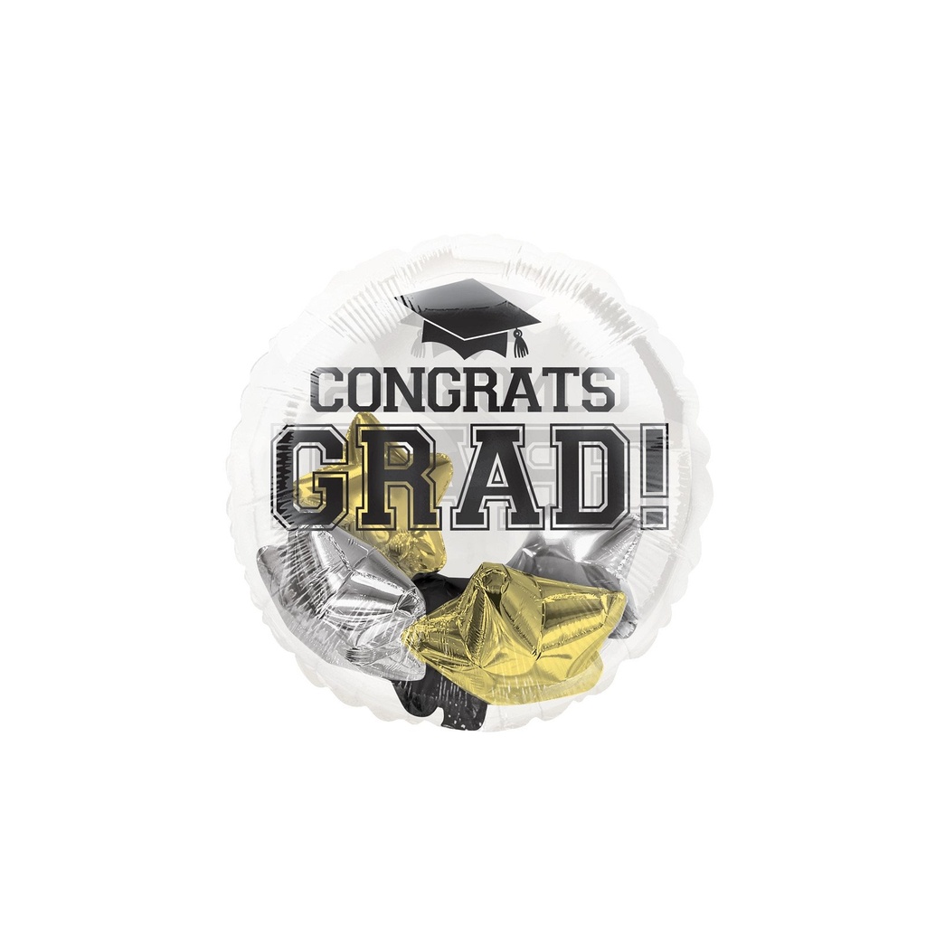 CONGRATS GRAD BLACK SILVER