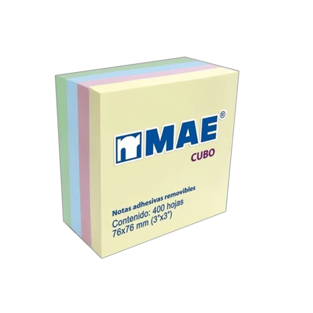 POST IT MAE CUBO COLORES AL PASTEL C/400H 3X3
