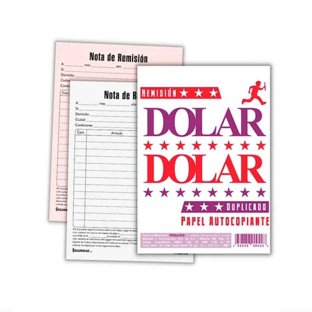 [658838000411] REMISION DOLAR 1/8 AUTOCOPIANTE C/44HJS MAYCO