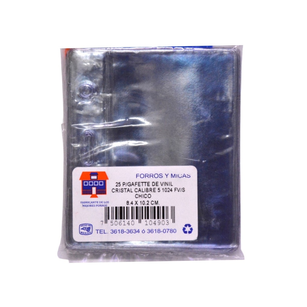 [CAS-0002] MICA P/GAFETTE DE VINIL CHICO 8.4X10.2CM C/25 PZS