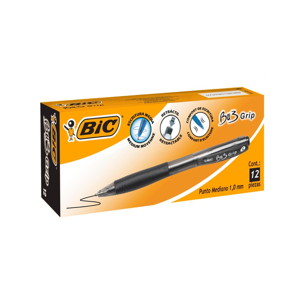 [070330186187] BOLIGRAFO BIC BU3 GRIP NEGRO