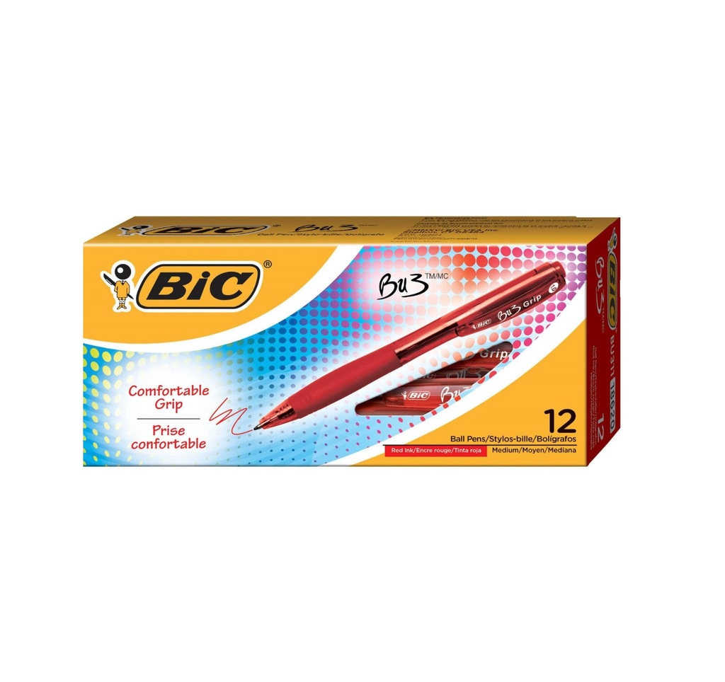 BOLIGRAFO BIC BU3 GRIP ROJO