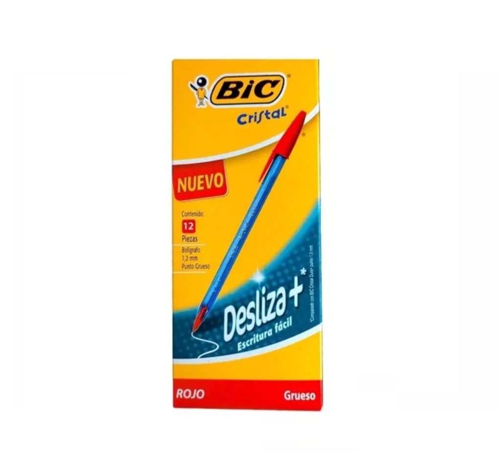 BOLIGRAFO BIC CRISTAL DESLIZA+ 1.2MM ROJO