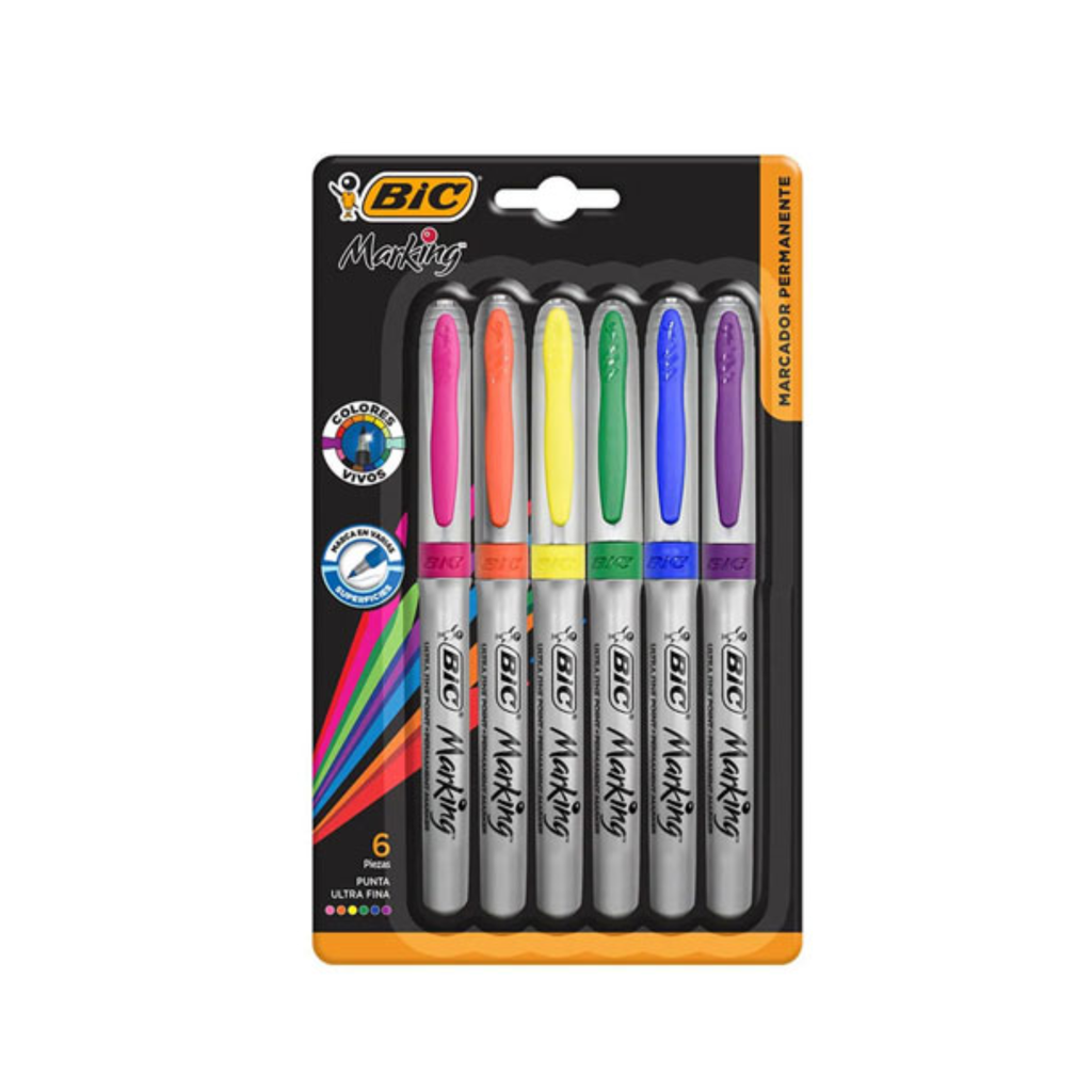 [070330329621] MARCADOR MARKING COLOR BLISTER C/6 PZA BIC