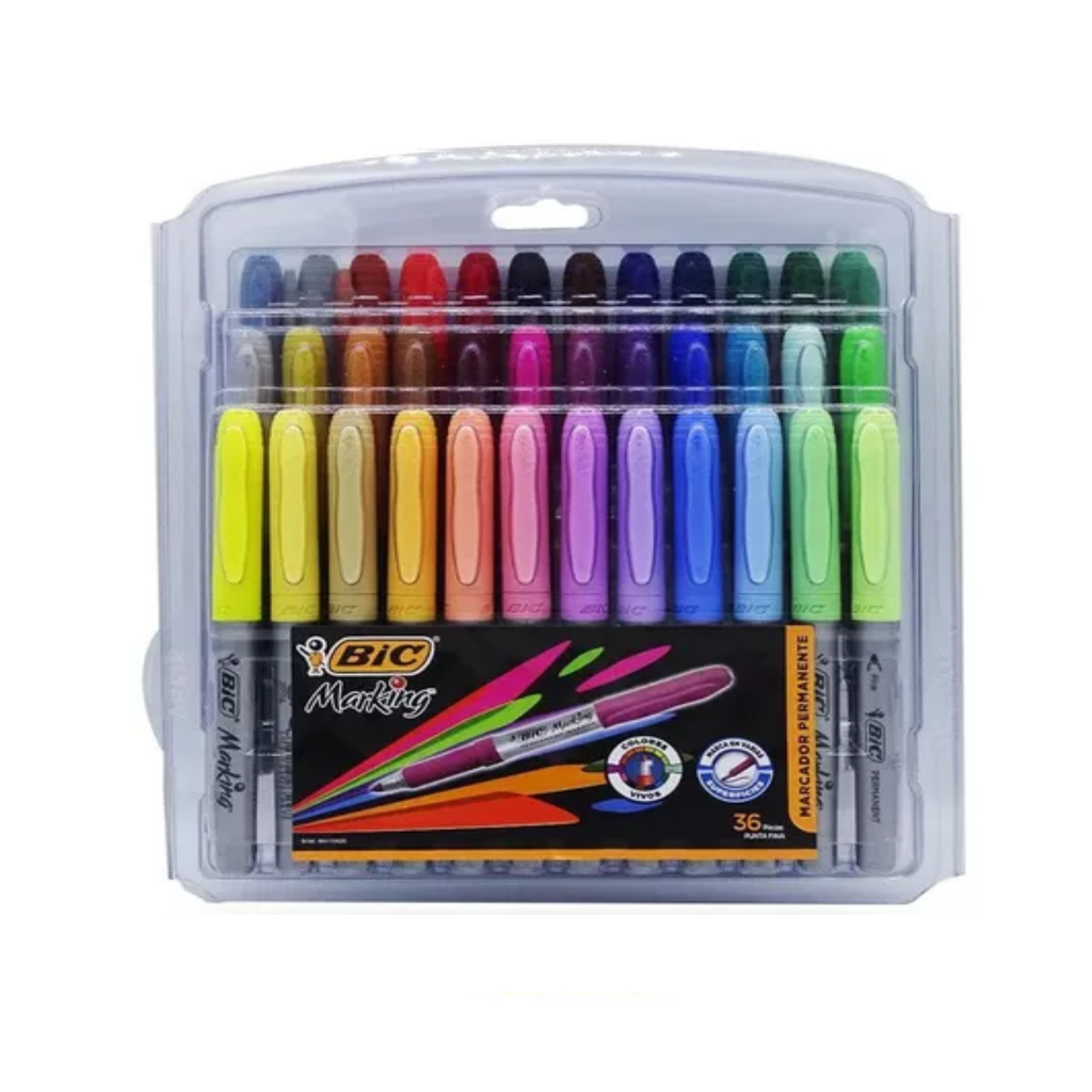 [070330331129] MARCADORES BIC PERMANENT MARKER COLOR SURT C/36PZA