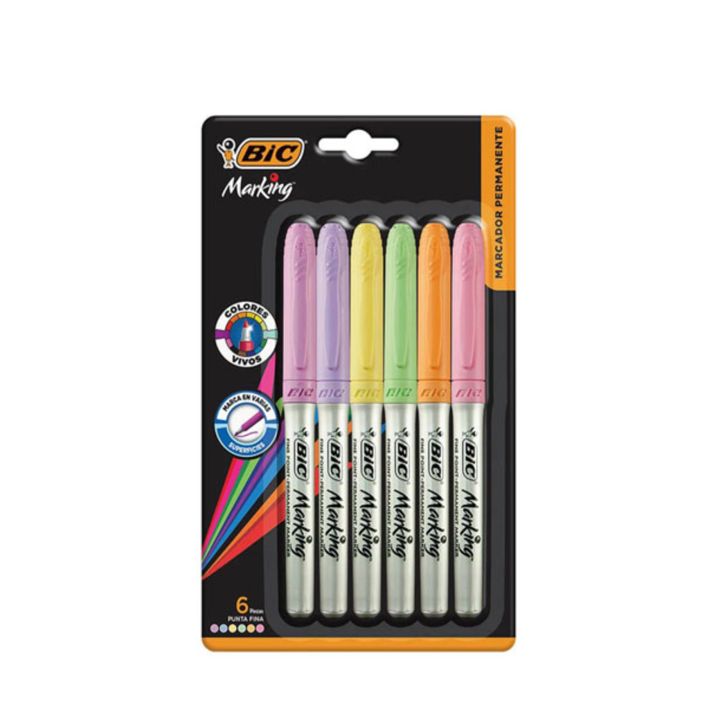 [070330331952] MARCADOR MARKING COLOR PASTEL BLISTER C/6 PZA BIC
