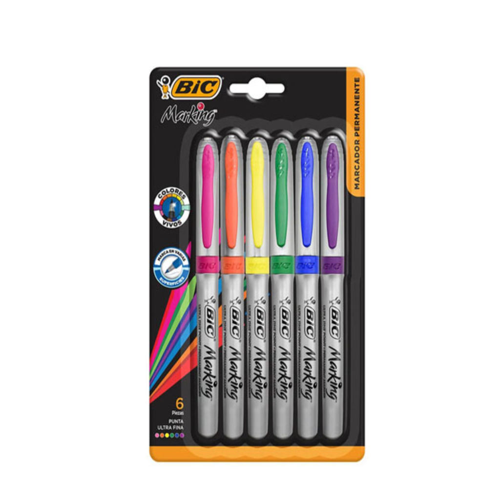 MARCADOR MARKING ULTRAFINO COLOR C/6 PZA BIC