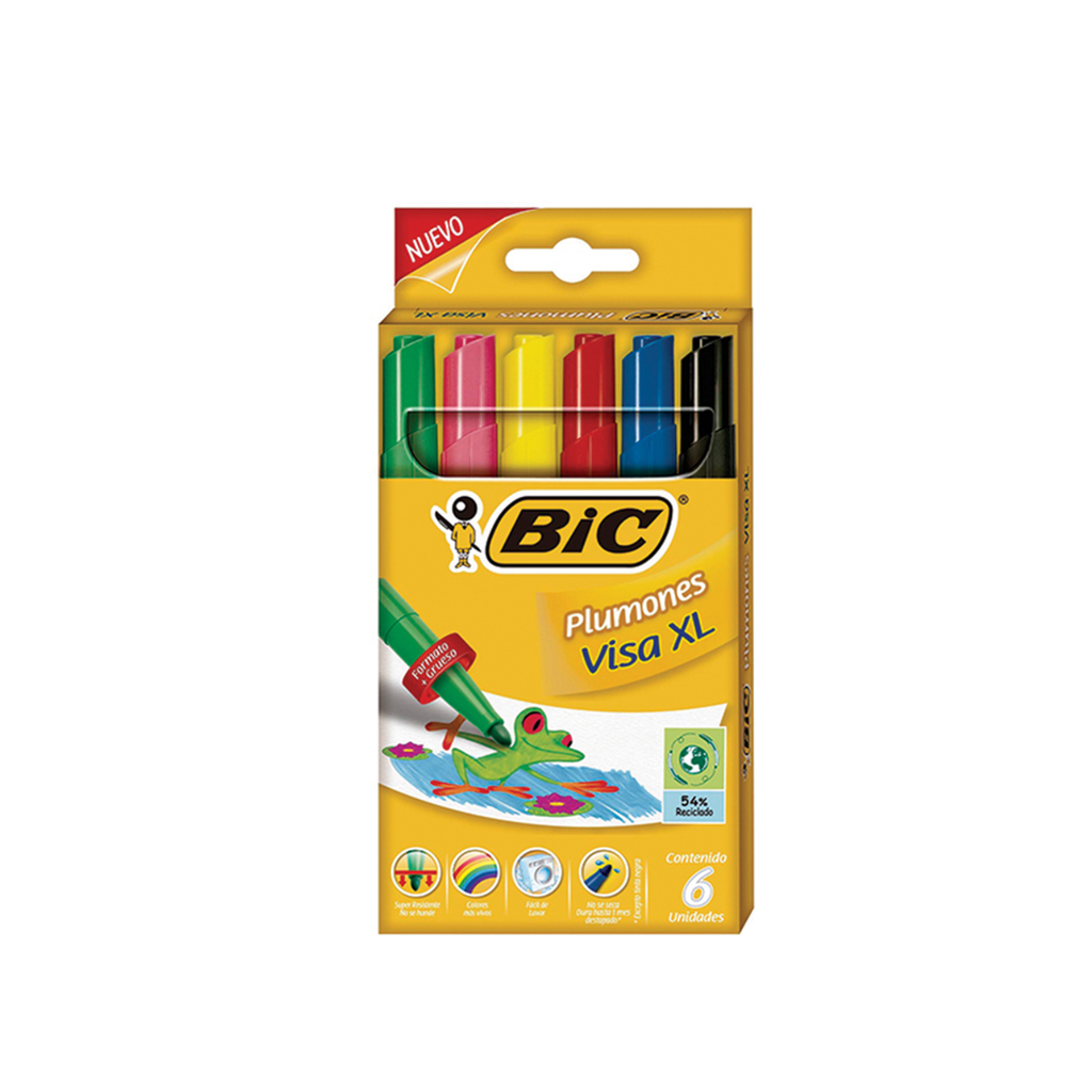 MARCADOR BIC PLUMONES VISA XL  C/6PZAS