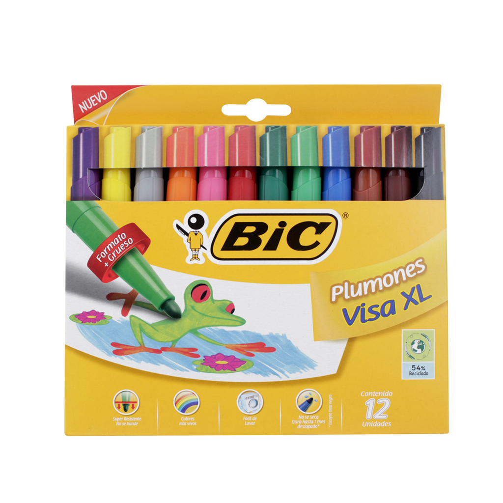 MARCADOR BIC PLUMONES VISA XL C/12PZAS