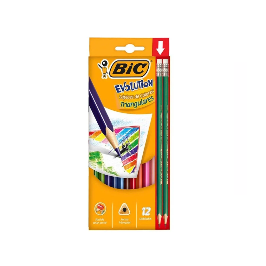 [070330411982] COLORES BIC EVOLUTION TRIANGULARES 12PZAS +2LAPICES