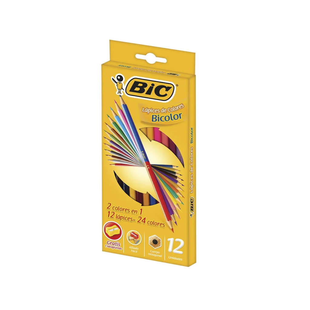 [070330422100] COLORES BIC MADERA BICOLOR C/12 PZS