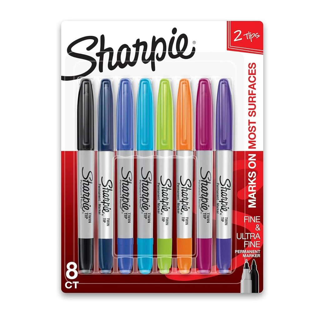 MARCADOR SHARPIE TWIN TIP FINO/U.FINO SURTIDO C/8PZAS