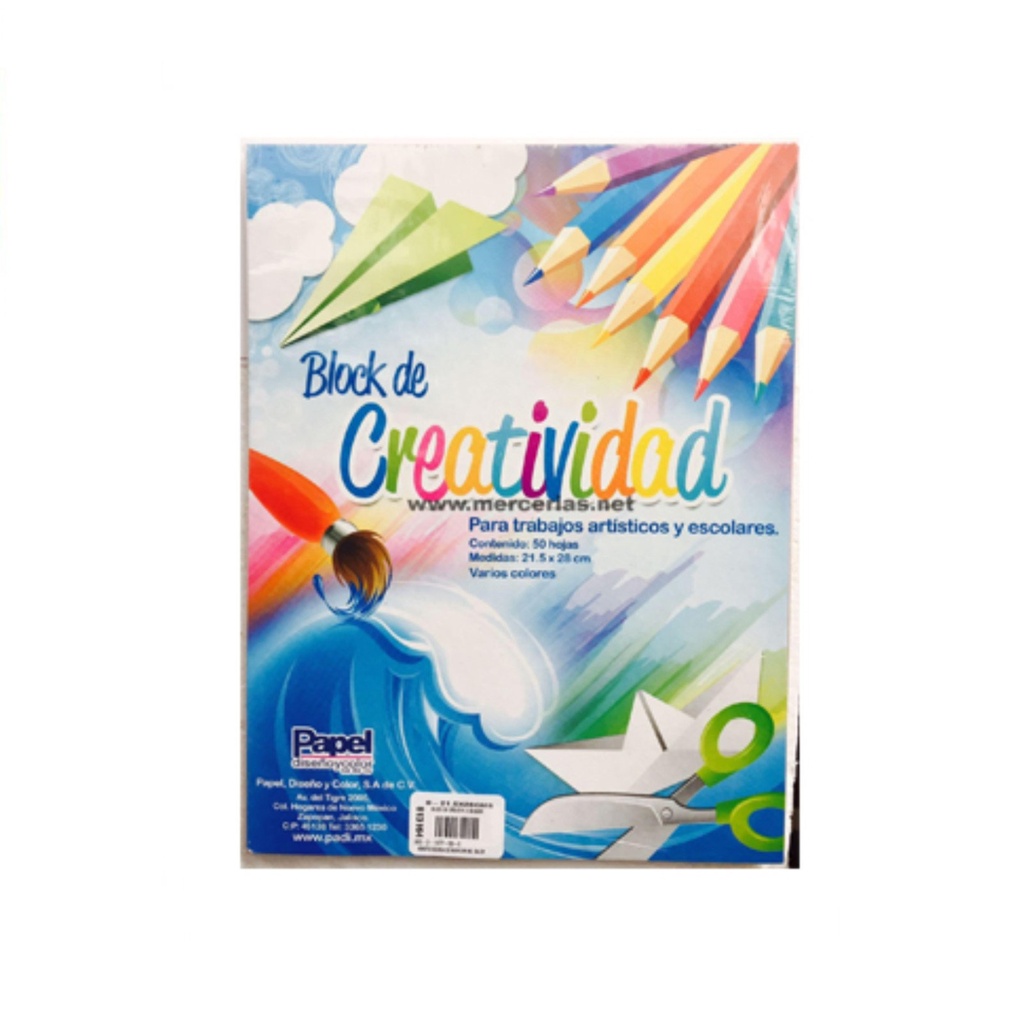 [682158009779] PAPEL CONSTRUCTIVO BLOCK DE CREATIVIDAD C/50 HJ PADI