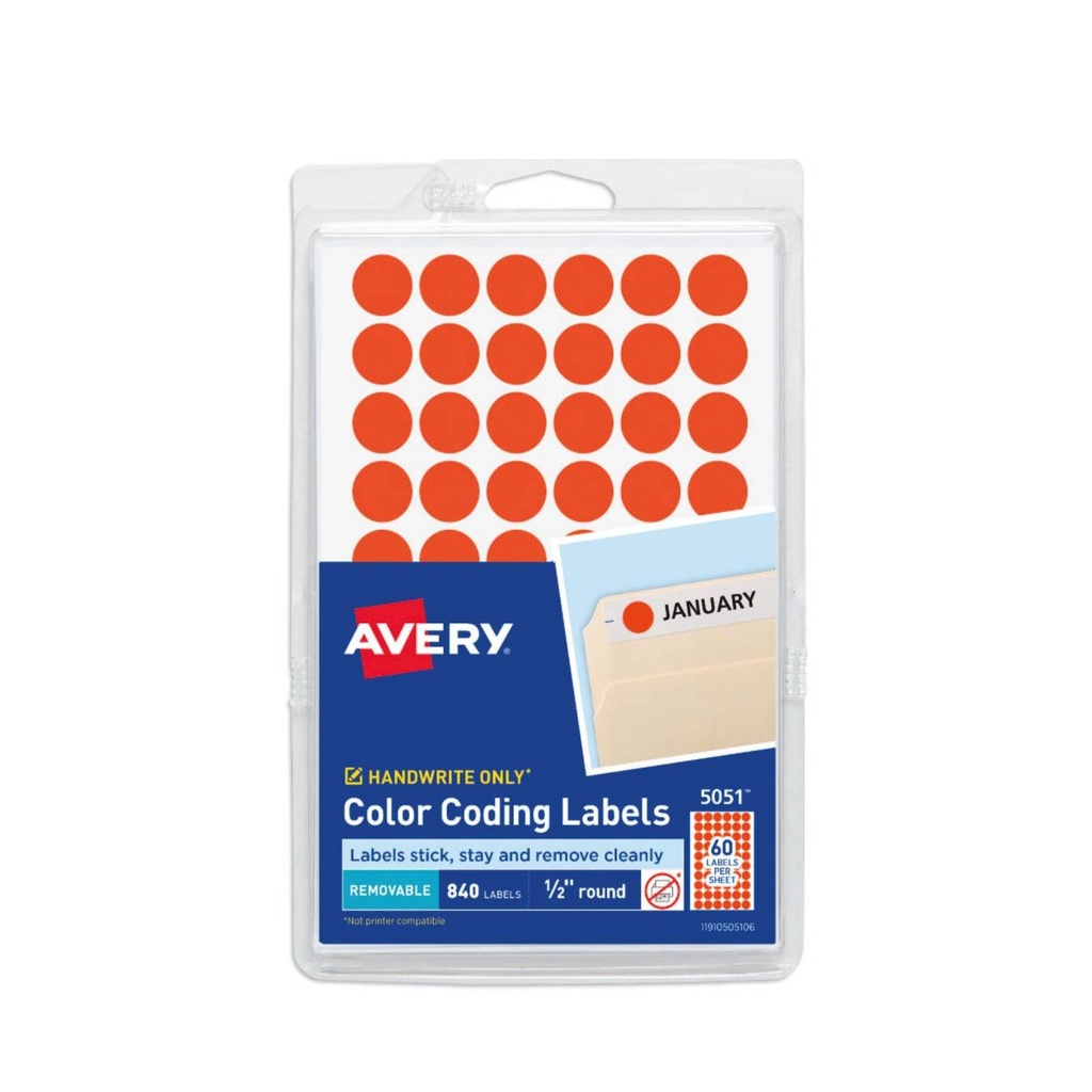 [AVR05051] ETIQUETA AVERY DE CODIGO DE COLOR ROJO NEON
