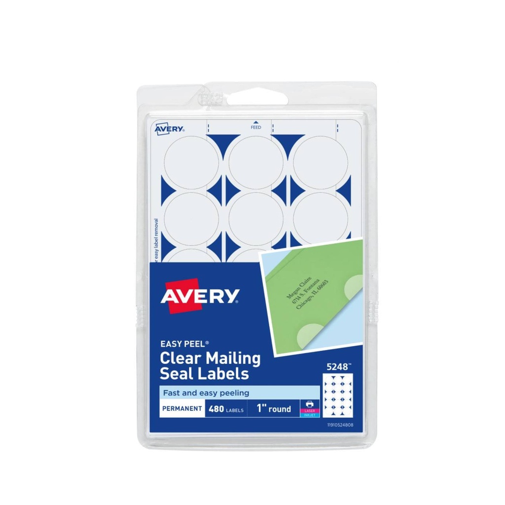 SELLOS AVERY REDONDOS TRASPARENTES LASER/INKJET