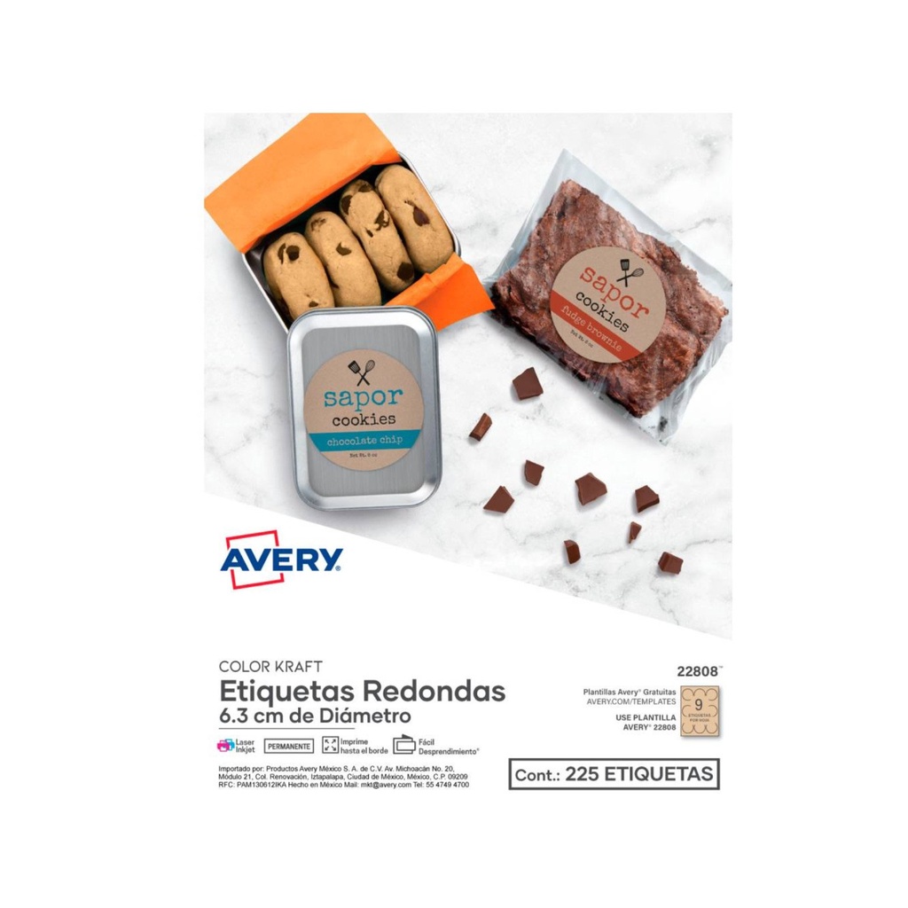 ETIQUETA AVERY REDONDAS KRAFT ECOLOGICAS LASER/INKJET C/225