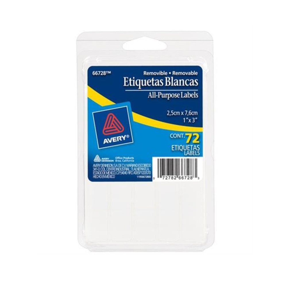 [AVR66728] ETIQUETA AVERY RECTANGULAR BLANCA C/72E ETQ