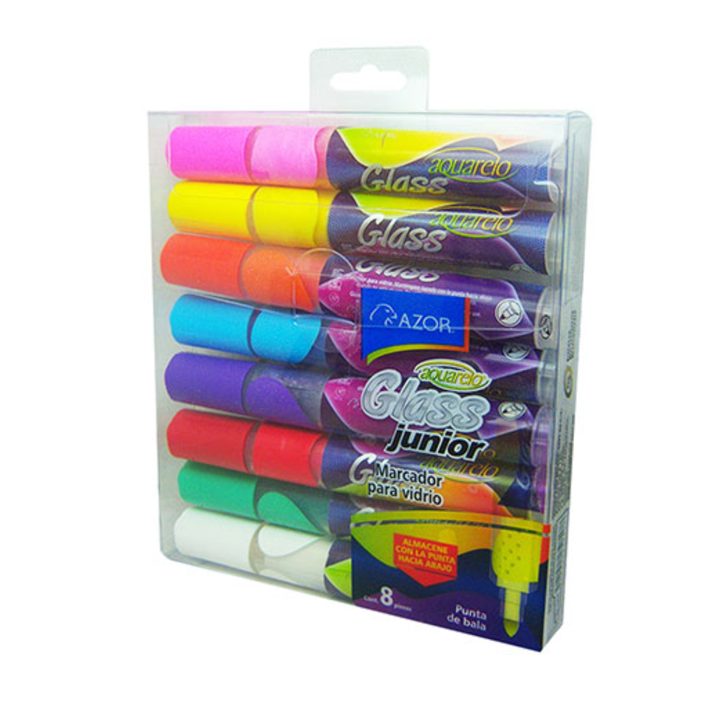 [AZO22826] MARCADOR AQUARELO GLASS JR CARTERA C/8 PZAS COLORES SURTIDOS